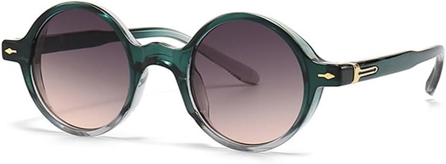 

Ретро круглые панк-солнцезащитные очки для женщин, модные градиентные очки с защитой от УФ-излучения UV400, мужские солнцезащитные очки с заклепками SKFGNX, Dark Green Gray Pink