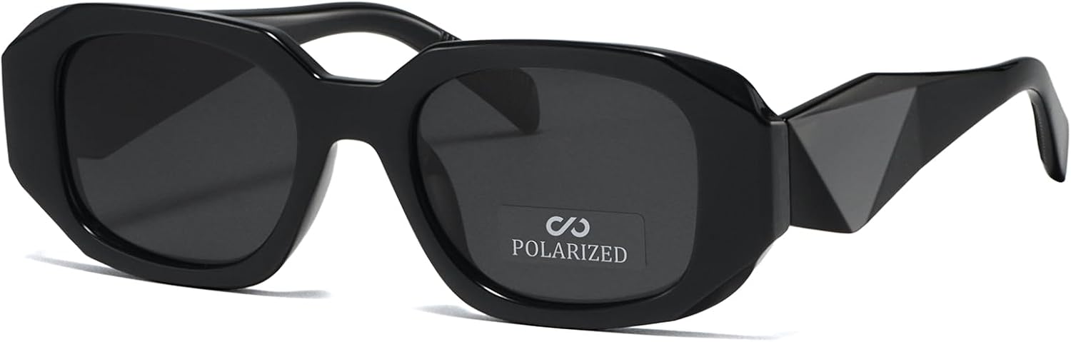 

Солнцезащитные очки JiSoo в стиле ретро прямоугольной формы для женщин, модные поляризованные прямоугольные солнцезащитные очки в винтажном стиле для женщин, Black/Black