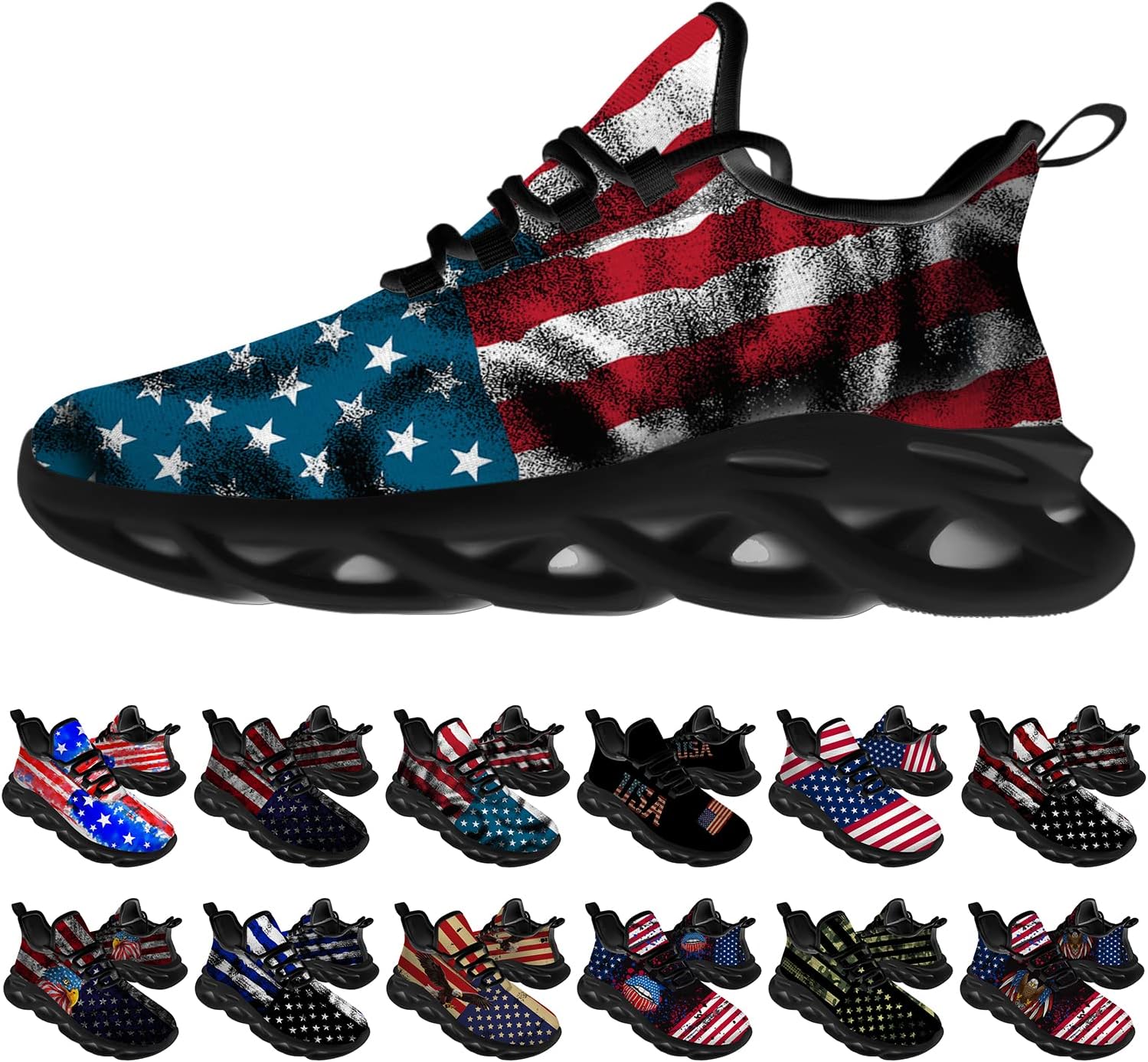 

Кроссовки Ciadoon с американским флагом для мужчин и женщин, спортивные кроссовки для бега, ходьбы и тенниса, подарки для мальчиков и девочек, красный/синий