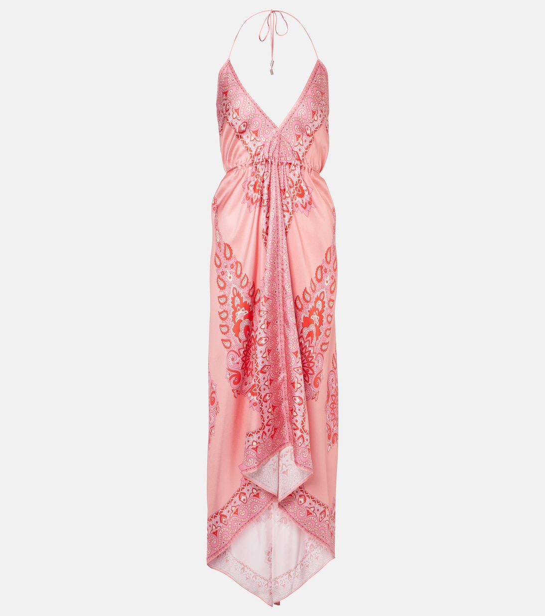 

Асимметричное шелковое платье миди с узором пейсли Etro, Print On Pink Base