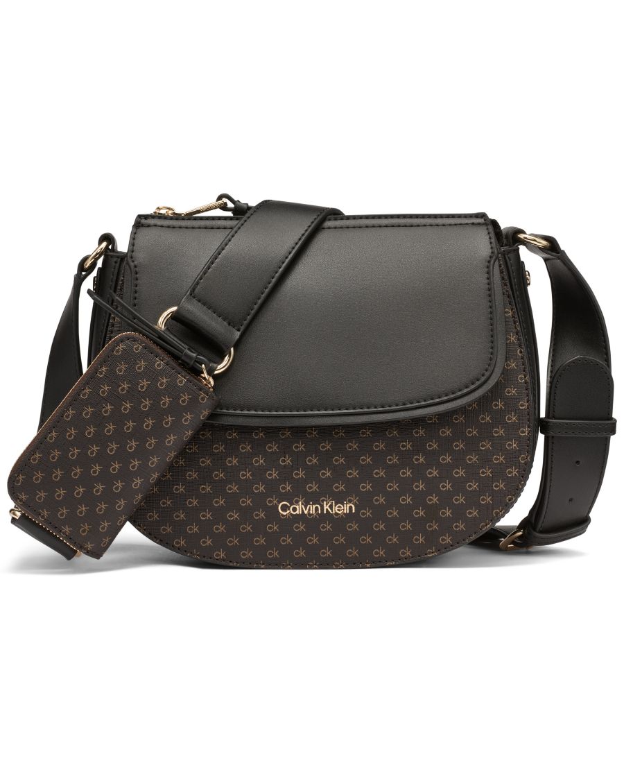 

Женская мини-сумка через плечо Bella Mini Signature с регулируемым размером и застежкой-молнией Calvin Klein, Brown khaki/ Black