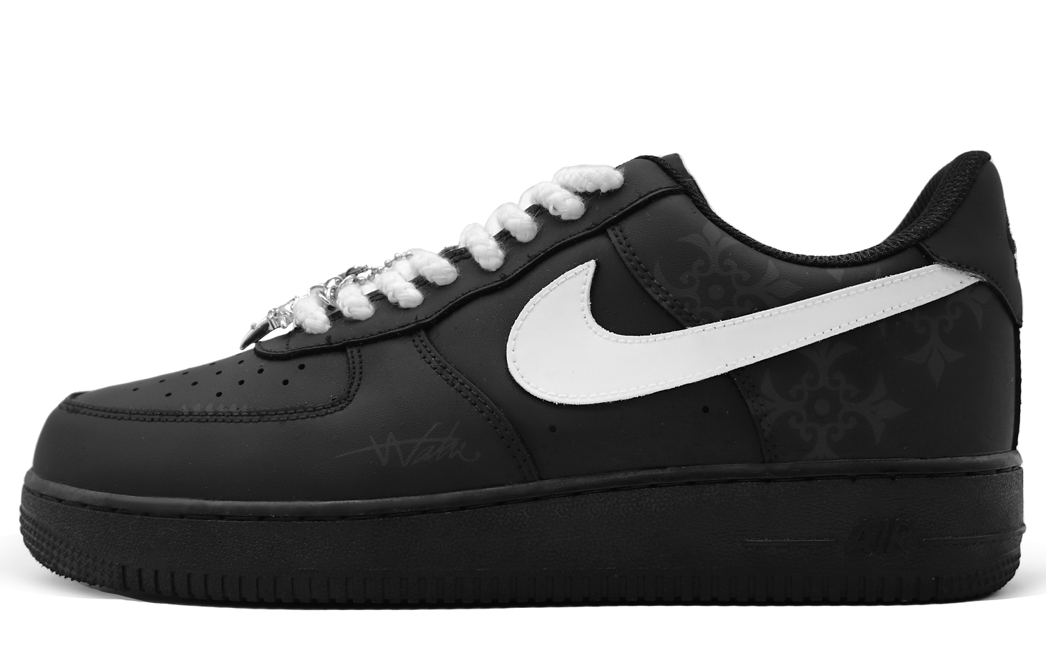 Nike Кроссовки Air Force 1 Stardust Outlaw с износостойким верхом, низким профилем, для скейтбординга, унисекс, черный, белый, серый — фото 3