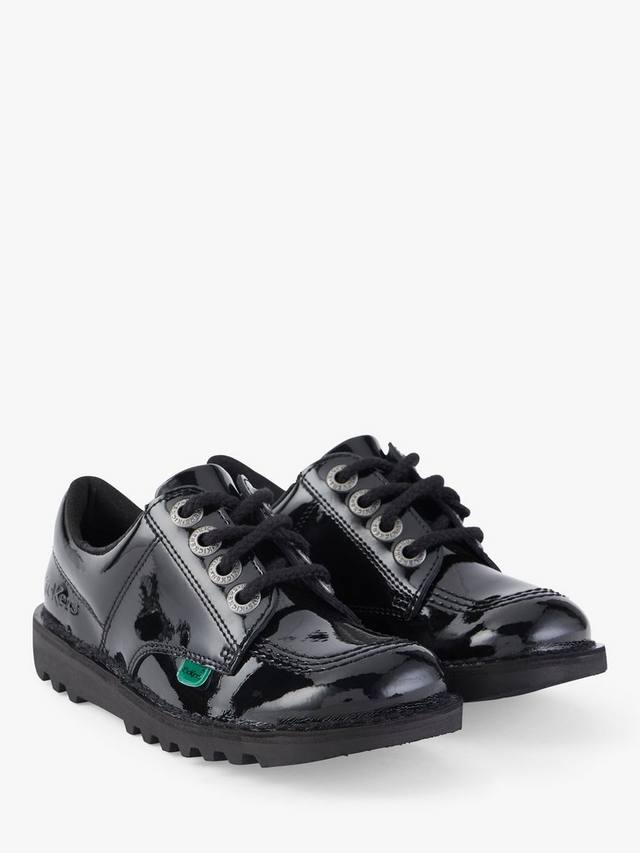 Детские кроссовки Kick Lo на шнурках Kickers, Black Patent — фото 2