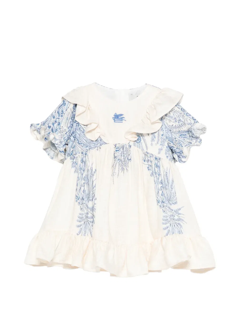 Платье с оборками и принтом Etro Kids, нейтральный