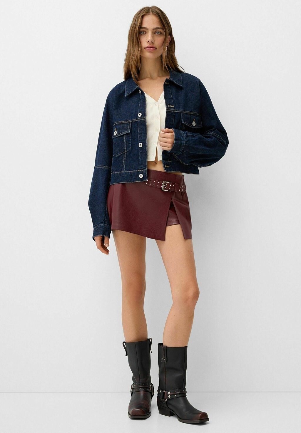 

Мини-юбка Bershka, бордовый