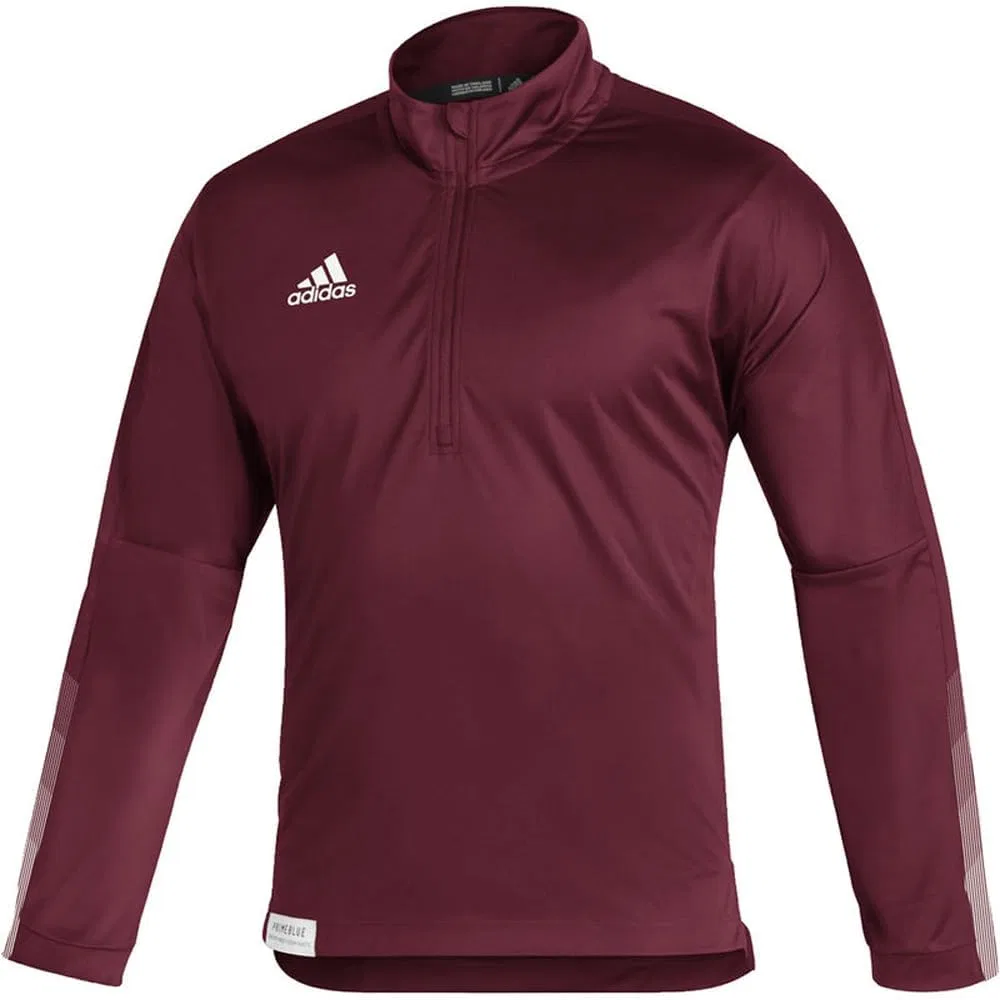 Мужская толстовка Adidas с длинным рукавом и молнией на четверть длины, трикотажная, бордово-белая, в стиле "Team Collegiate"
