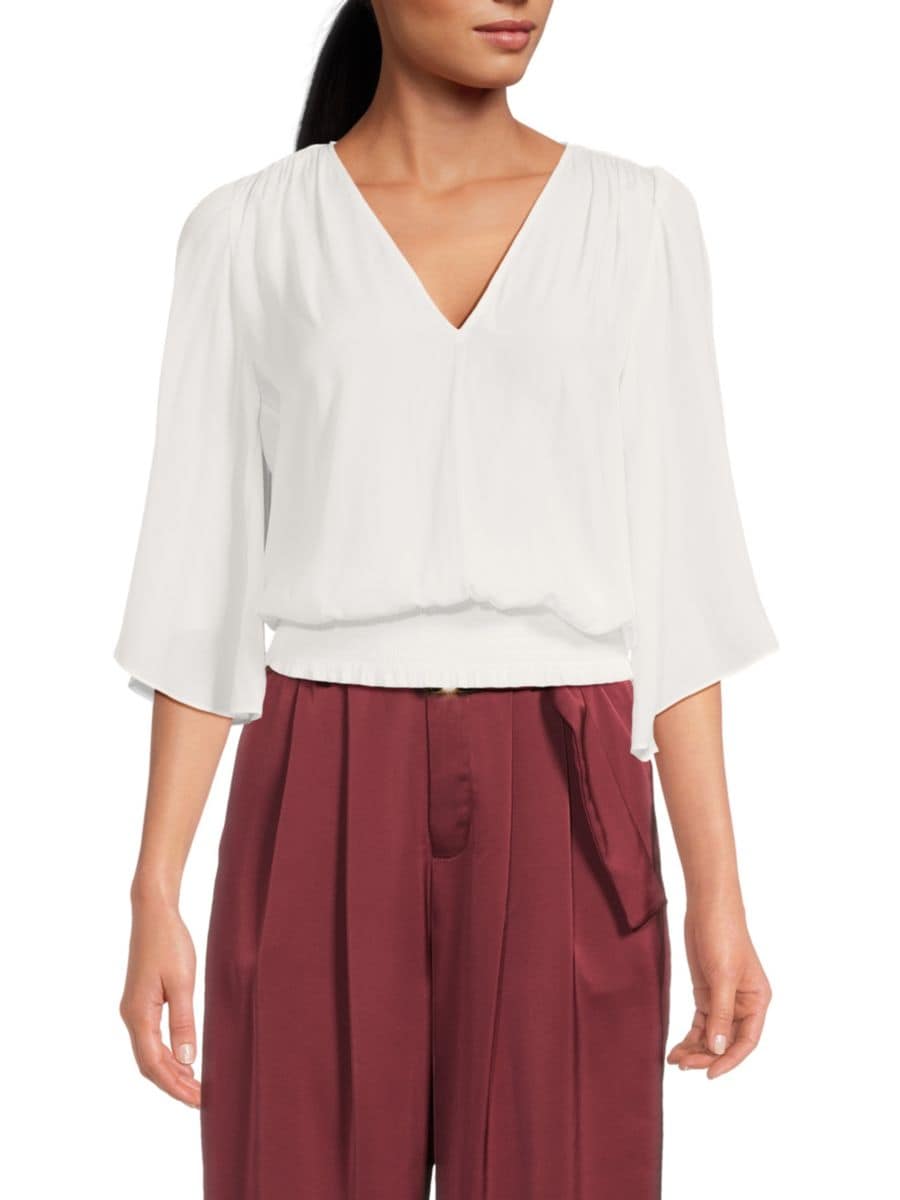 

Блузон-топ Elexa с расклешенными рукавами Ramy Brook, слоновая кость