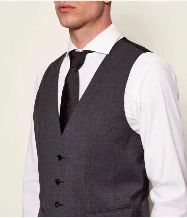 Огромный шерстяной жилет slim fit Boss, графитовый — фото 4