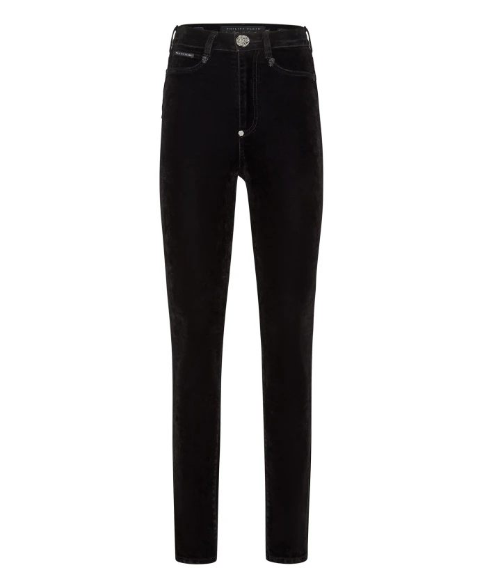 

Джинсы-Леггинсы с высокой талией и рисунком черепа из хрусталя Philipp Plein, черный