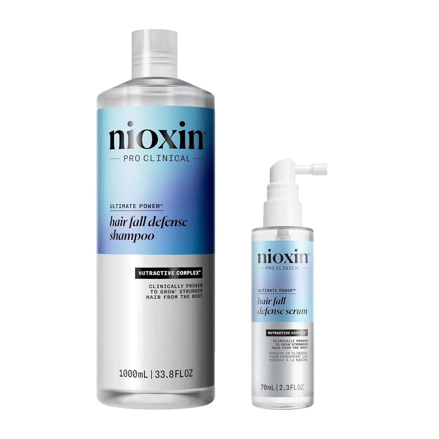 Шампунь Nioxin Hair Fall Defense для активации волосяных фолликулов, 1 л + ежедневный несмываемый уход Nioxin Hair Fall Defense Intensive, 68 мл