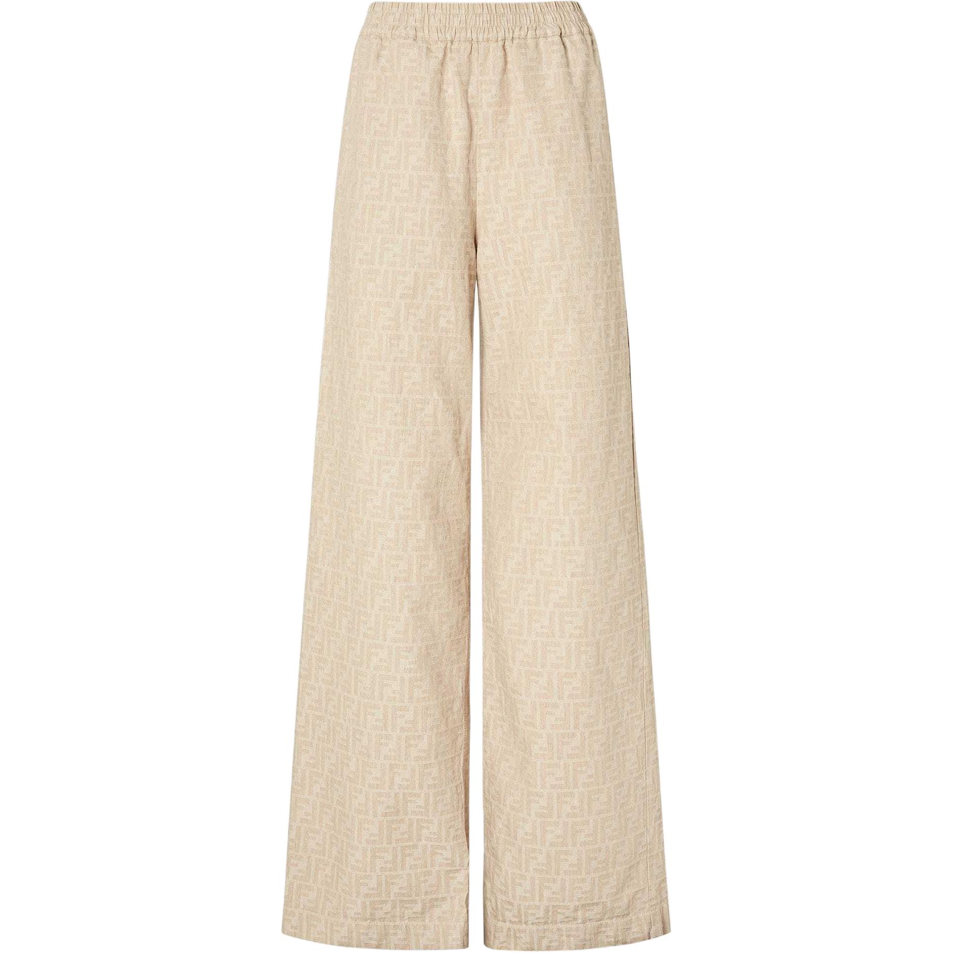 

Широкие брюки-клёш из ткани шамбре FENDI, бежевый