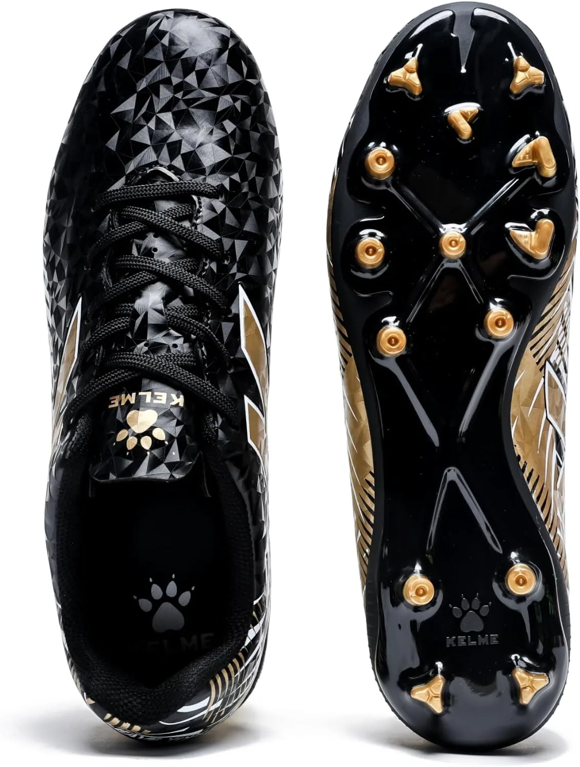 Футбольные бутсы KELME Blaze для молодежи, для твердого/искусственного покрытия, уличная спортивная обувь для молодых мужчин и женщин, черный/золотой — фото 4
