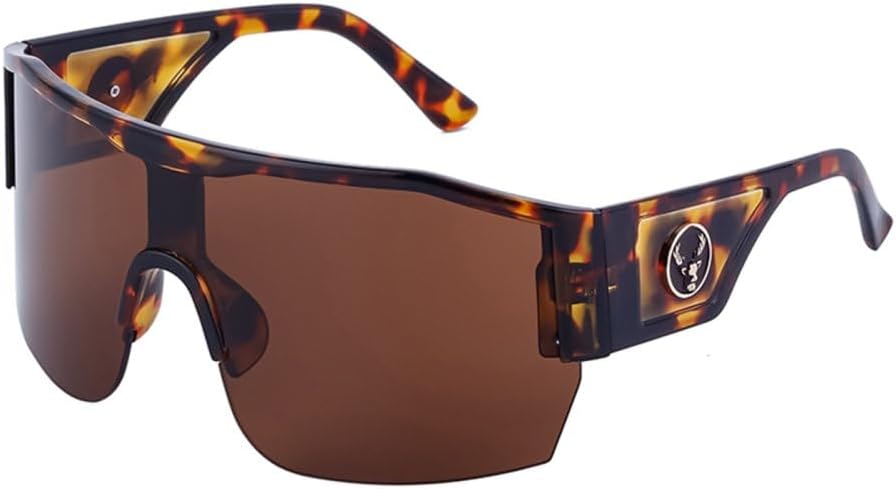 

Большие солнцезащитные очки для женщин в стиле панк, щит для мужчин, модные цельные солнцезащитные очки для мужчин в стиле ретро с большой оправой generic, Leopard Brown