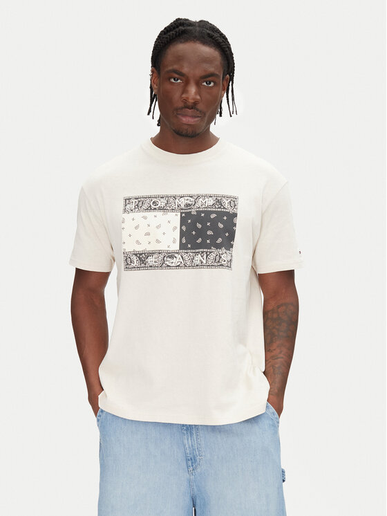 

Футболка свободного кроя Paisley Flag DM0DM20810 Tommy Jeans, бежевый