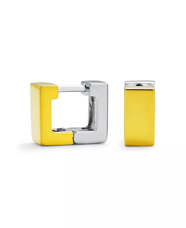 

Контурные квадратные серьги-кольца Huggie Hoops из стерлингового серебра Bling Jewelry, gold-tone