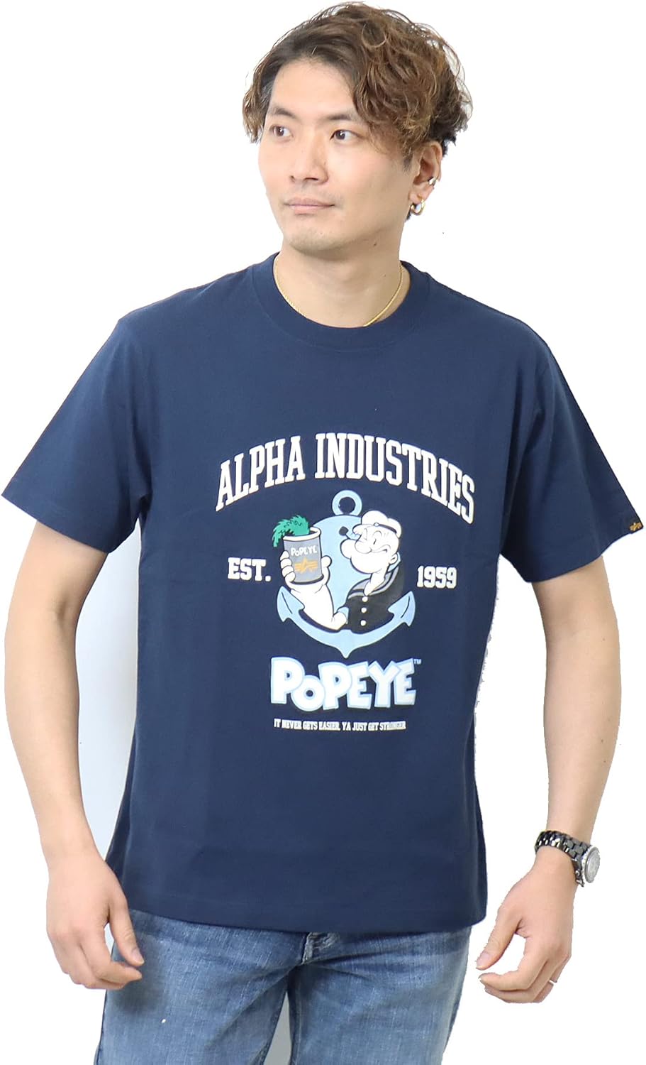 

Мужская футболка с коротким рукавом и принтом Alpha Industries TC1585-1 (ANCHOR), темно-синий