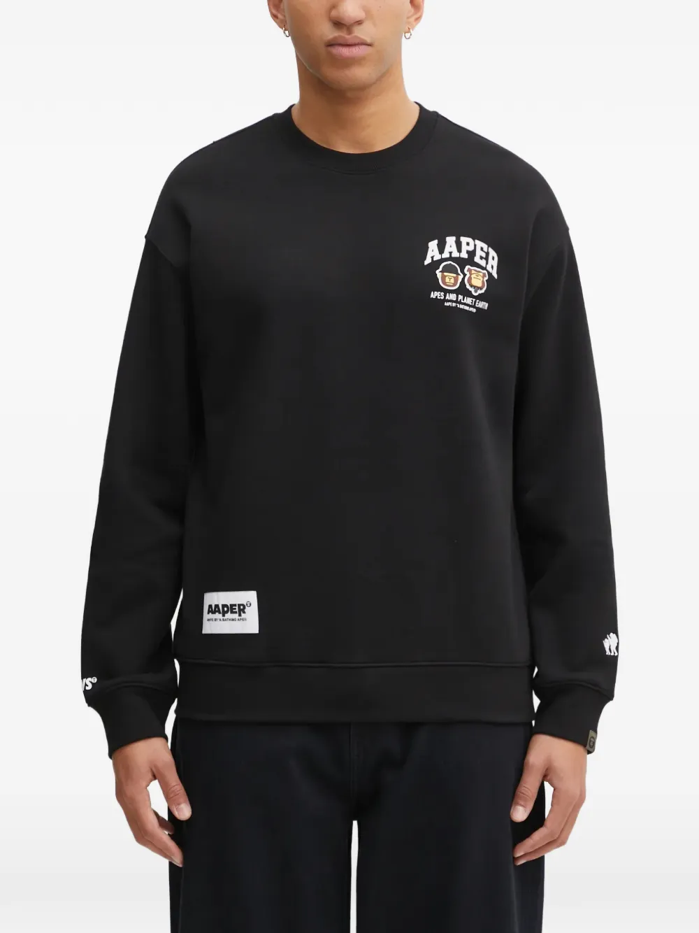 

Свитшот с графическим принтом и круглым вырезом AAPE BY *A BATHING APE, черный