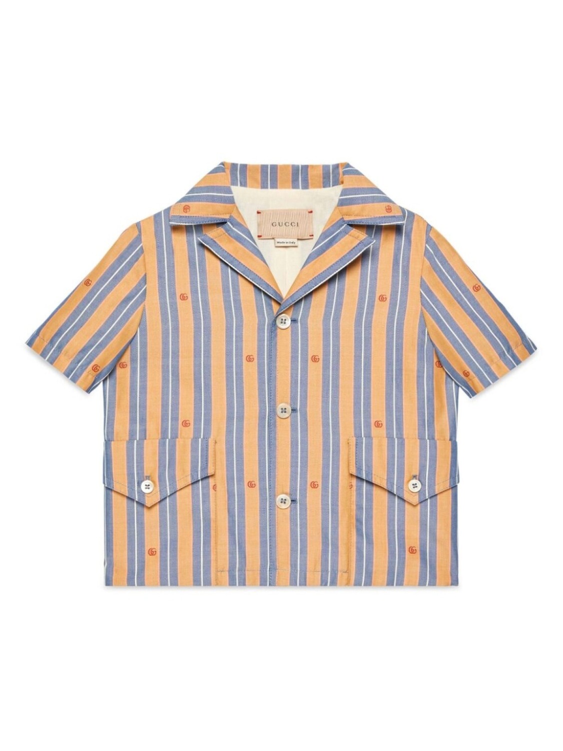 

Gucci Kids рубашка в полоску с вышитым логотипом, оранжевый