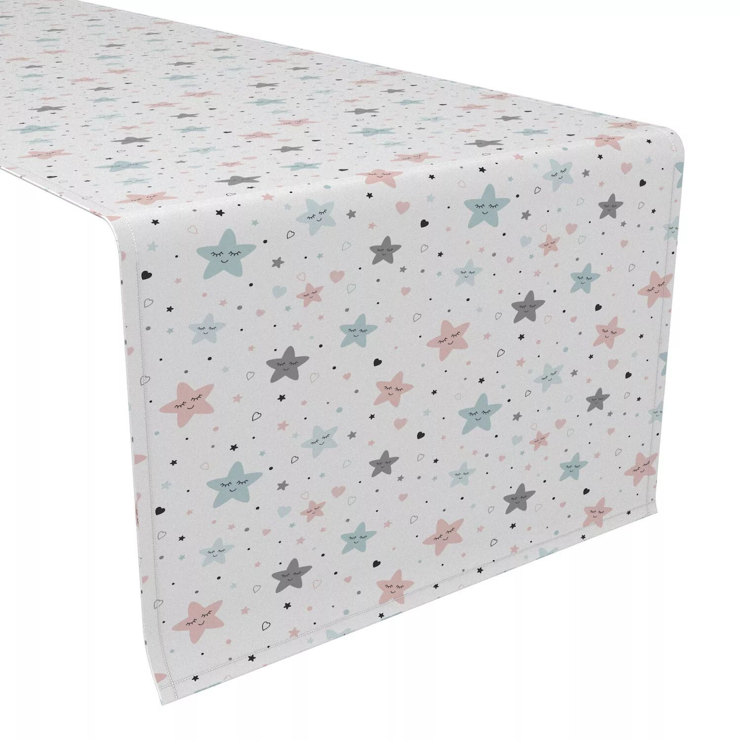 

Дорожка для стола, 100 % хлопок, 16x90 дюймов, розовые и синие звезды.