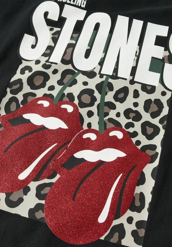 Футболка Name It glitzer detail print t-shirt, черный — фото 3
