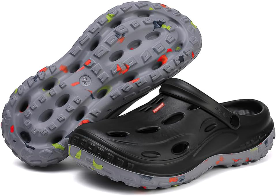 

Унисекс сабо с регулируемым размером, легкие цветные дырчатые сабо с мягкой подошвой - максимальный комфорт для сада, пляжа и прогулок на открытом воздухе летом Niddislip, черный