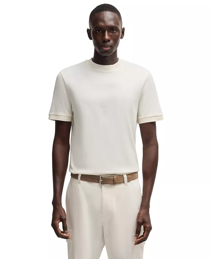 

Мужская хлопковая футболка с добавлением шелка Regular-Fit Hugo Boss, белый