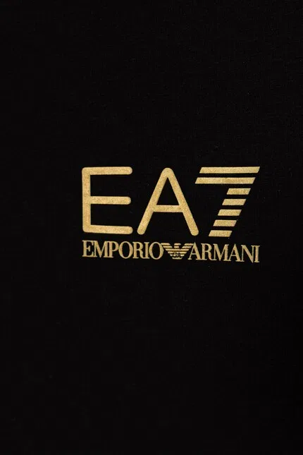 Футболка детская из хлопка с эластаном EA7 Emporio Armani, черный — фото 3