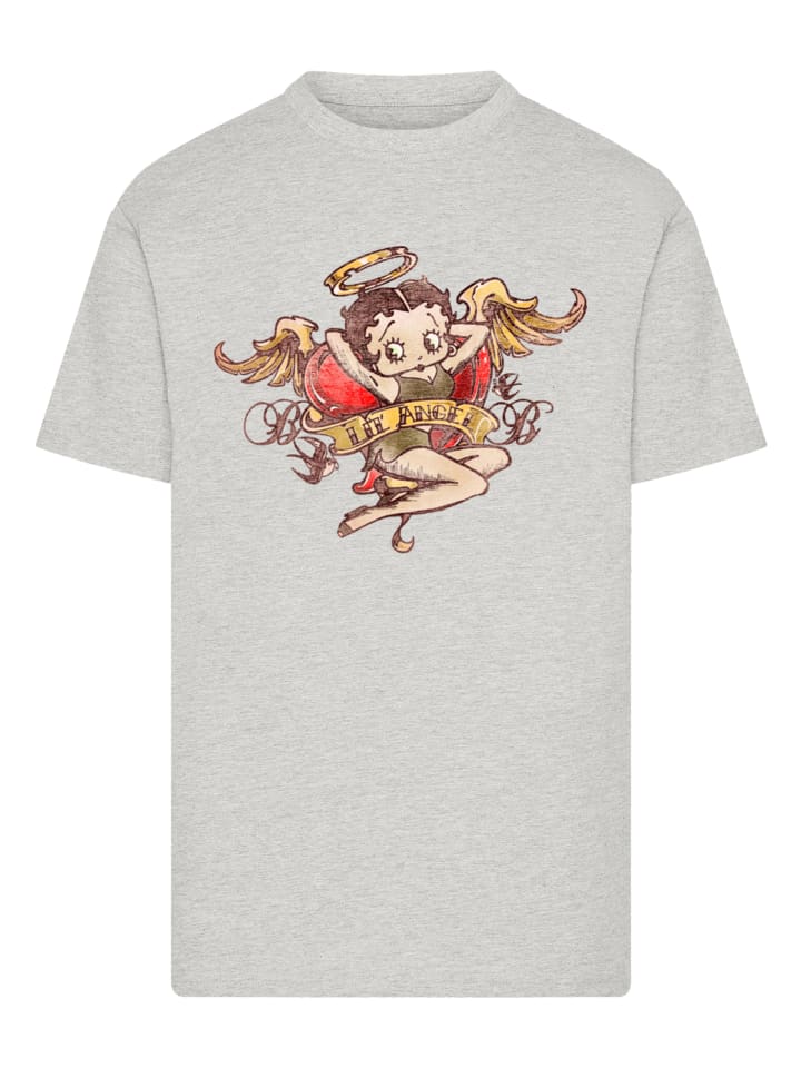 

Футболка Betty Boop Lil Angel Tattoo серого цвета с крапинками F4NT4STIC, Серый, Футболка Betty Boop Lil Angel Tattoo серого цвета с крапинками F4NT4STIC