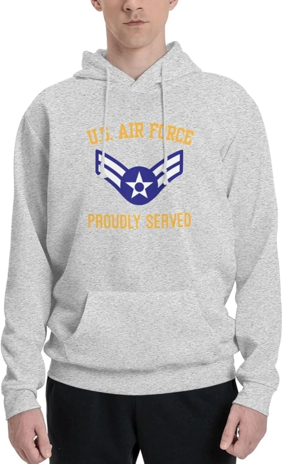 Generic Свитшот мужской Air Force E-3 Airman First Class A1C E3 черный худи с капюшоном и карманом