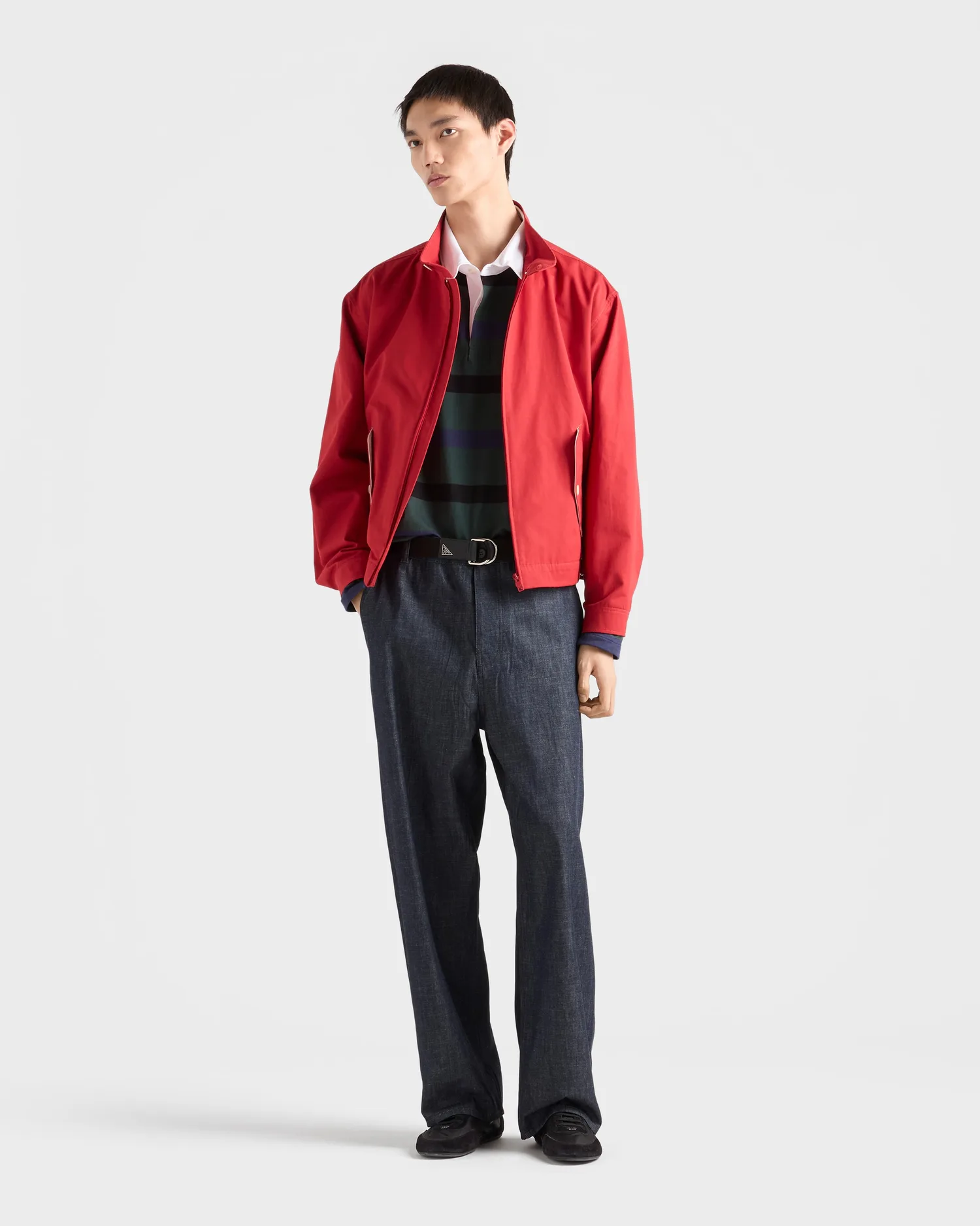 Джинсы прямого кроя из необработанного денима Prada, синий — фото 2