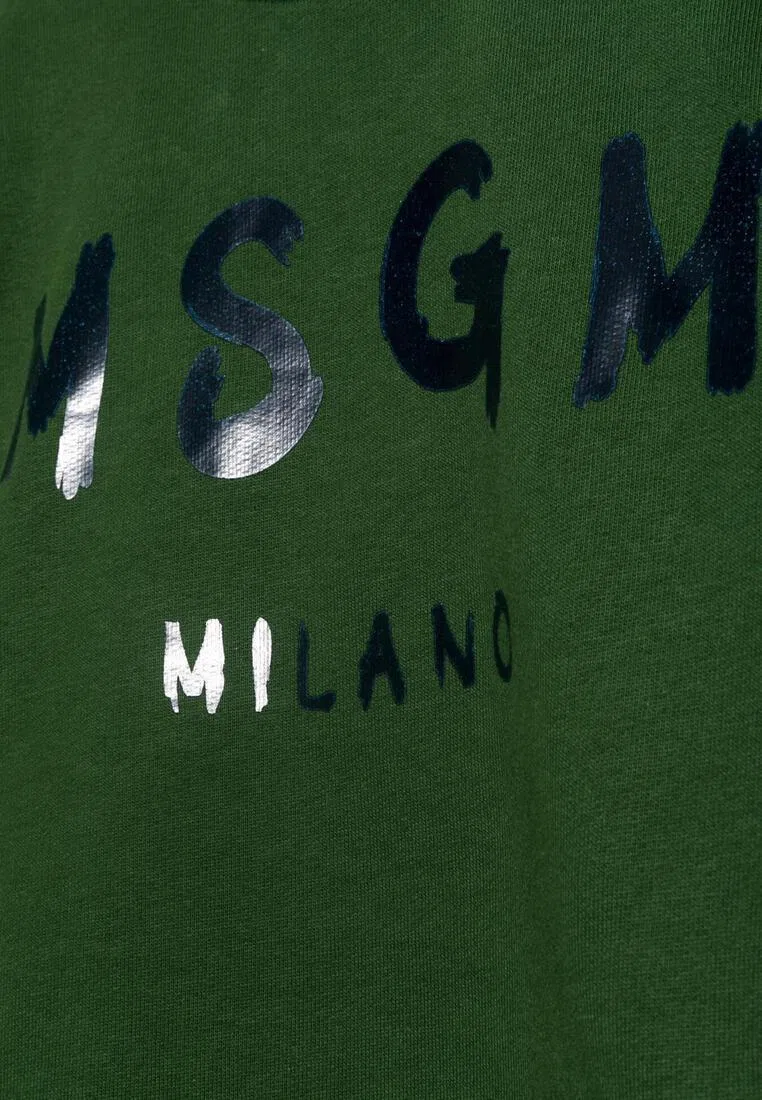 Свитшот хлопковый, Kids Msgm, зеленый — фото 2