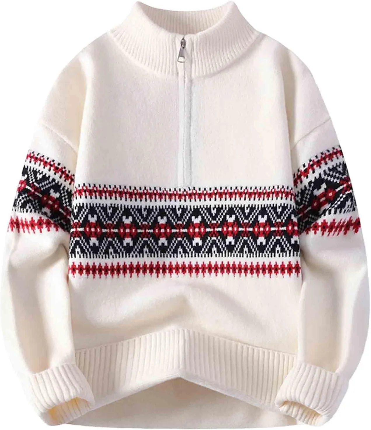 

Мужской свитер Ugly Christmas с воротником стойкой и застежкой-молнией на четверть, Slim Fit