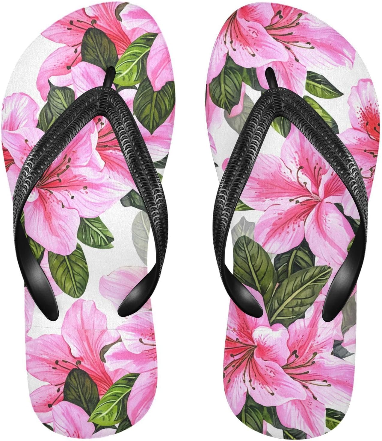 

Шлепанцы с рисунком листьев азалии, белые, для пляжа, душа, резинескользящие летние тапочки для мужчин и женщин, для прогулок Sinestour