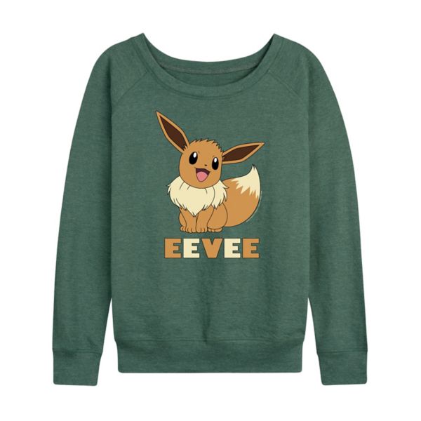 

Женская футболка с длинным рукавом из французского трикотажа Pokemon Eevee Licensed Character, зеленый