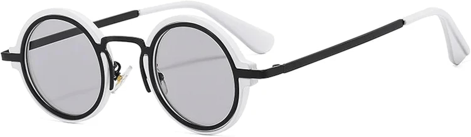 

Солнцезащитные очки с защитой UV400 | Маленькие круглые панк-очки с градиентными линзами | для женщин и мужчин, для занятий спортом на открытом воздухе и вождения DSVIGF, White Lightgrey