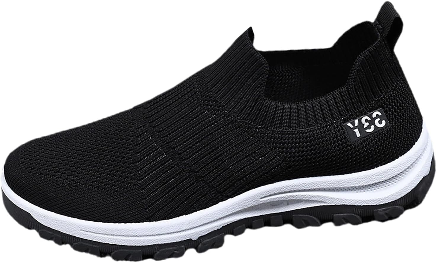 

Мужские кроссовки для бега с дышащим вязаным верхом, слипоны, легкие сетчатые спортивные кроссовки для тренировок и повседневной носки, спортивная обувь для зала Generic, черный