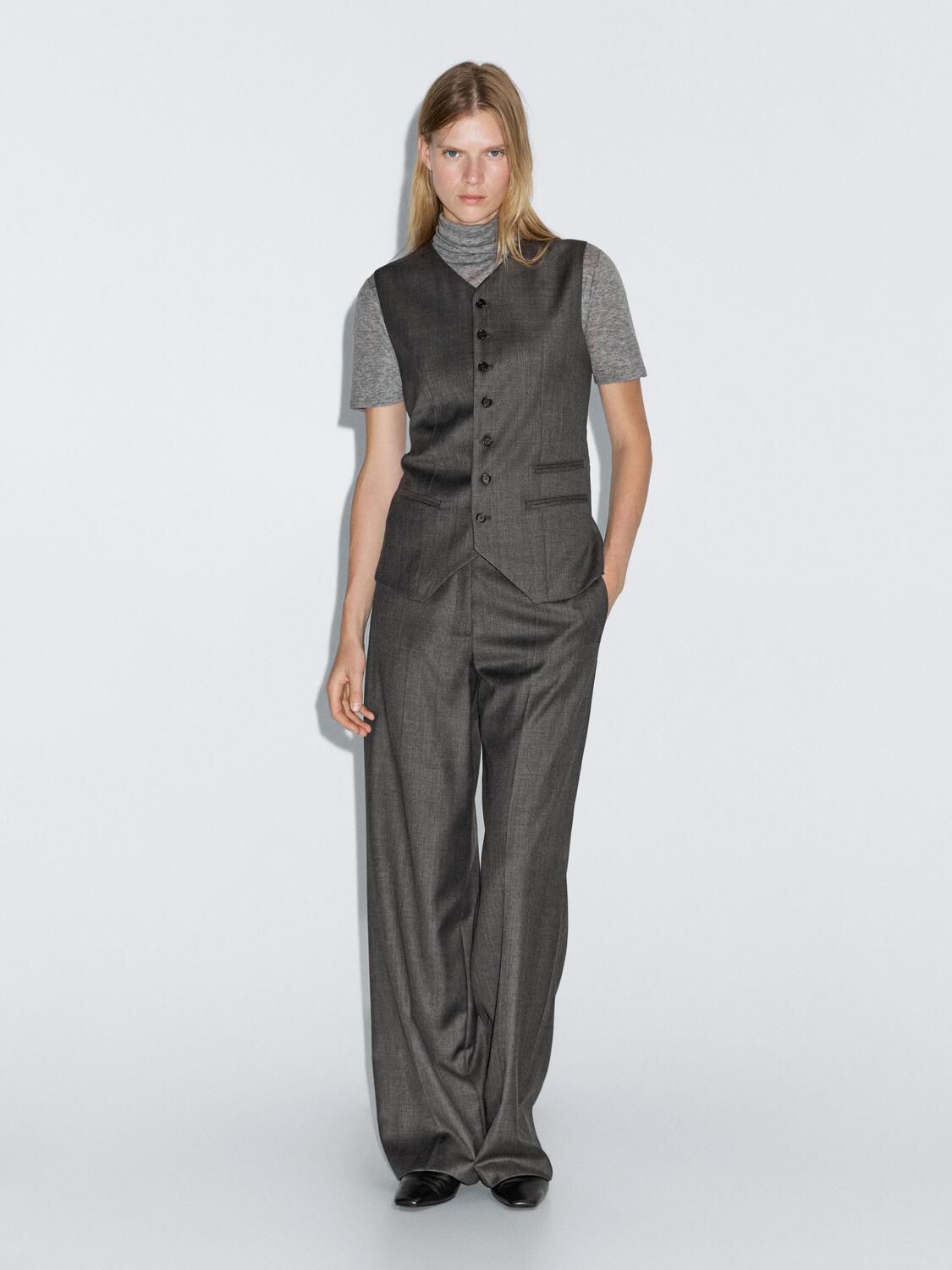 

Жилет из 100% шерсти Massimo Dutti, Mole Brown