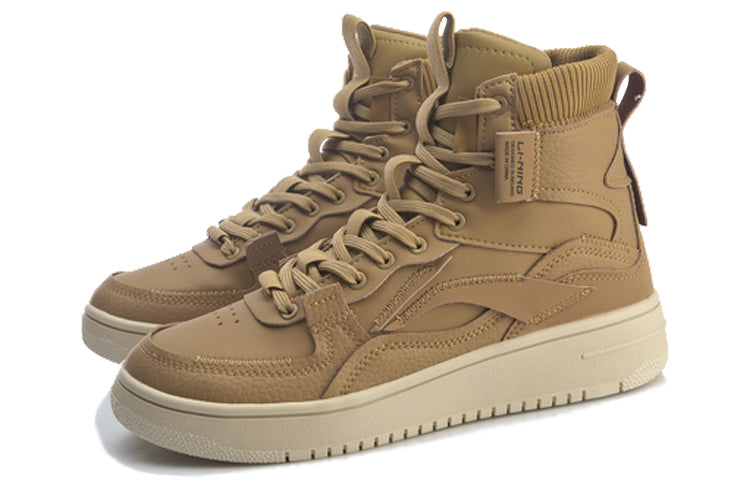 Кеды (WMNS) Li-Ning No Boundry Hi 'Khaki Beige', золотой — фото 3