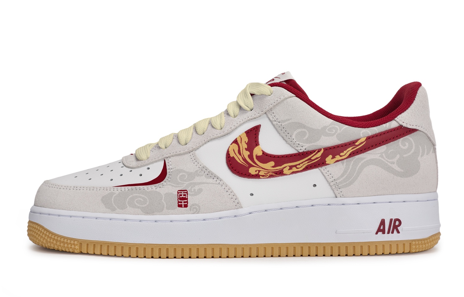 Air Force 1 811 Manufacturing, Fortune At Your Doorstep, специальная коробка с амортизацией, низкие скейтборд-кроссовки Nike, красный белый золотой — фото 3