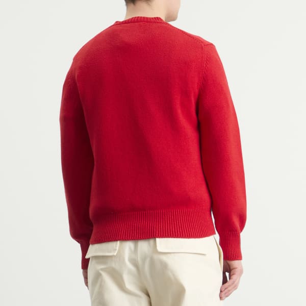 Джемпер с круглым вырезом из фактурного хлопка Jil Sander, Rouge — фото 3
