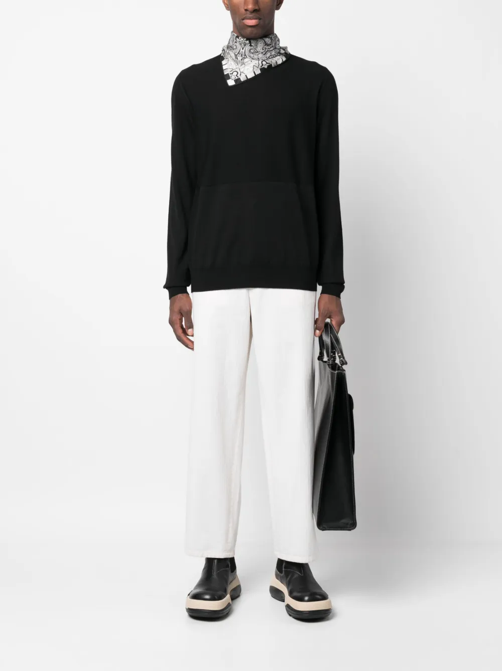 Джемпер из вирджинской шерсти с круглым вырезом JIL SANDER, черный — фото 2