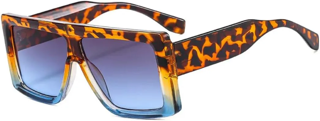 

Модные большие квадратные солнцезащитные очки для женщин, винтажные мужские солнцезащитные очки в крупной оправе с защитой от УФ-излучения UV400 TVTBBVV, Blue