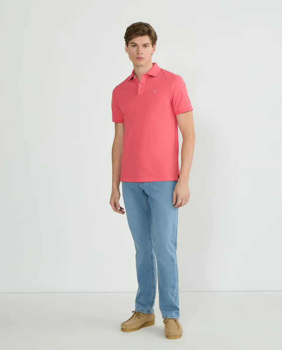 

Мужская поло из пике с коротким рукавом Classic Fit Hackett, коралловый