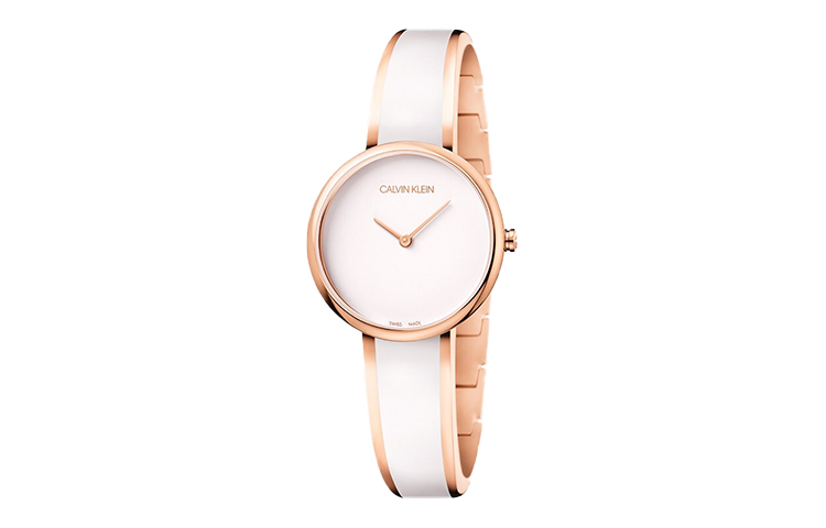 

Часы CALVIN KLEIN CK Quartz Collection с кварцевым механизмом, стальным браслетом и белым циферблатом для женщин
