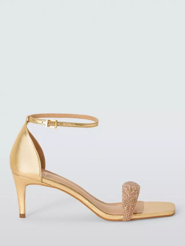 

Сандалии John Lewis Moonflower Leather Tubular Diamante Occasion, золотой