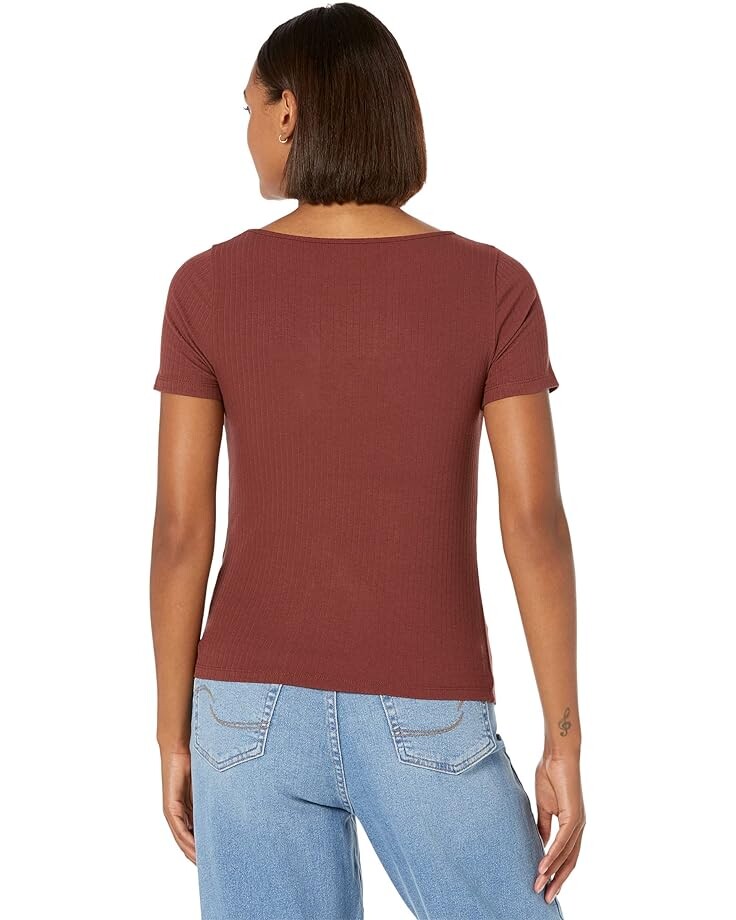 

Топ Madewell Ribbed Square-Neck Crop Top, цвет Dark Merlot