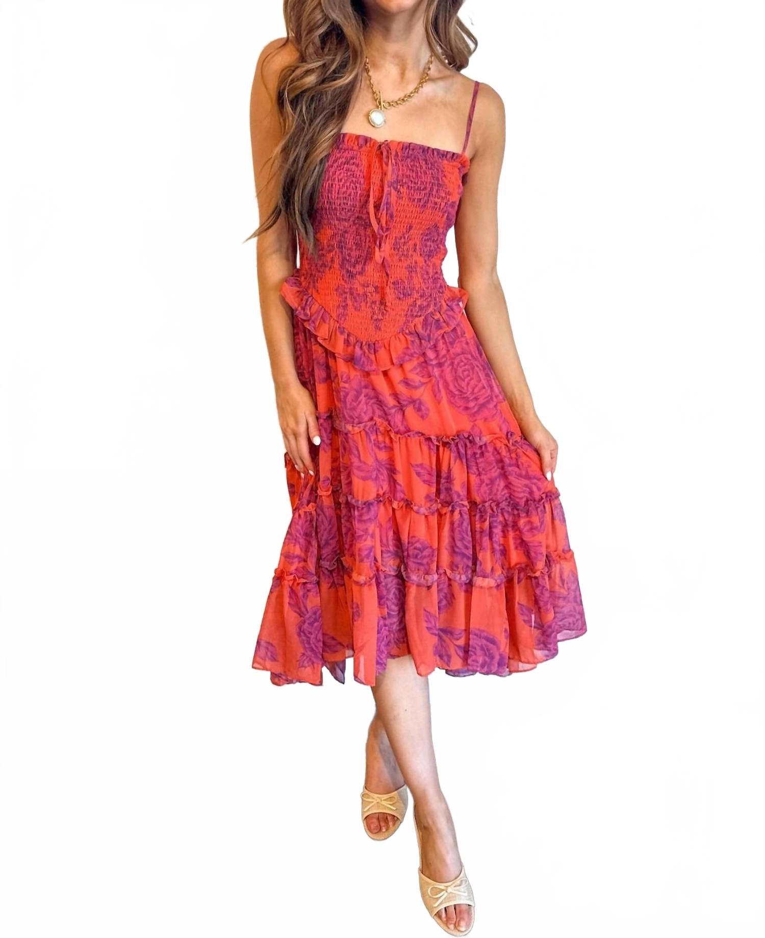 

OLIVACEOUS Макси-платье Mai Tai Dreams оранжево-малинового цвета