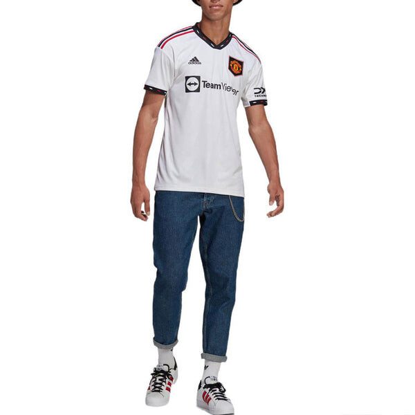 Футболка adidas Manchester United Fan Edition Soccer/Football V neck Stripe Logo Short Sleeve White, белый — фото 3