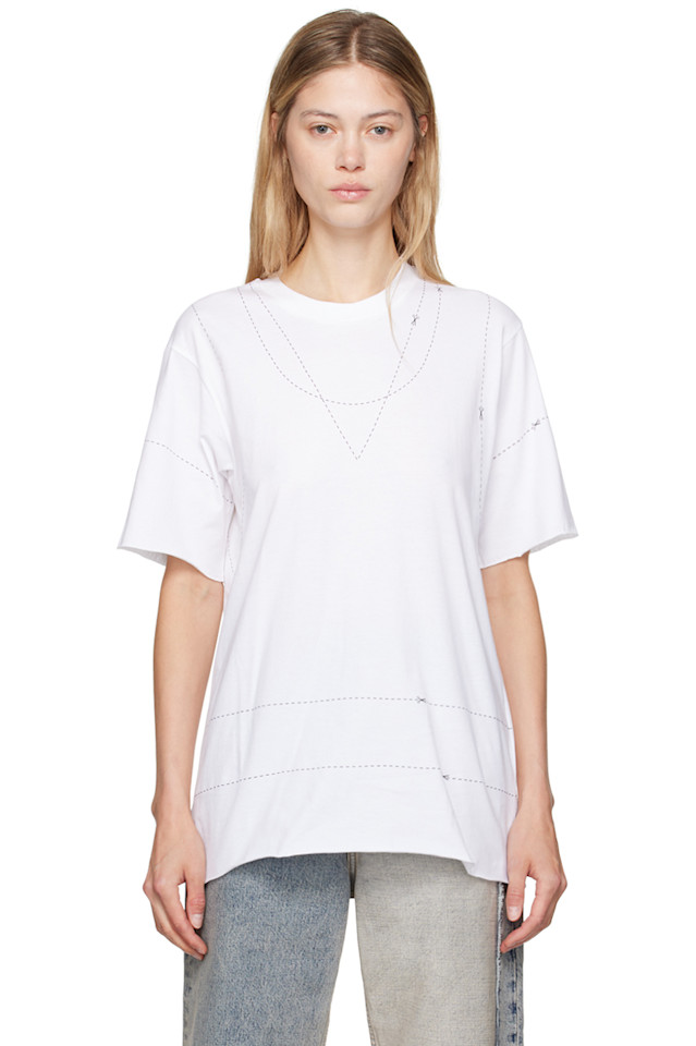 

Футболка с декоративной строчкой Mm6 Maison Margiela, белый
