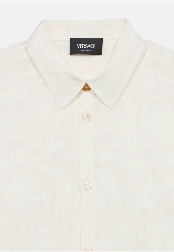 Неформальная детская блузка в стиле барокко унисекс на пуговицах Versace, White — фото 3